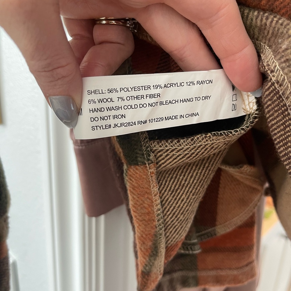 Ashley By 26 International Orange Brown Plaid Utility Jacket - Picture 7 of 7